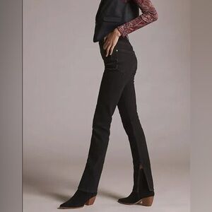 Anthropologie Pilcro High Rise Straight Split Hem Black Jeans | 29